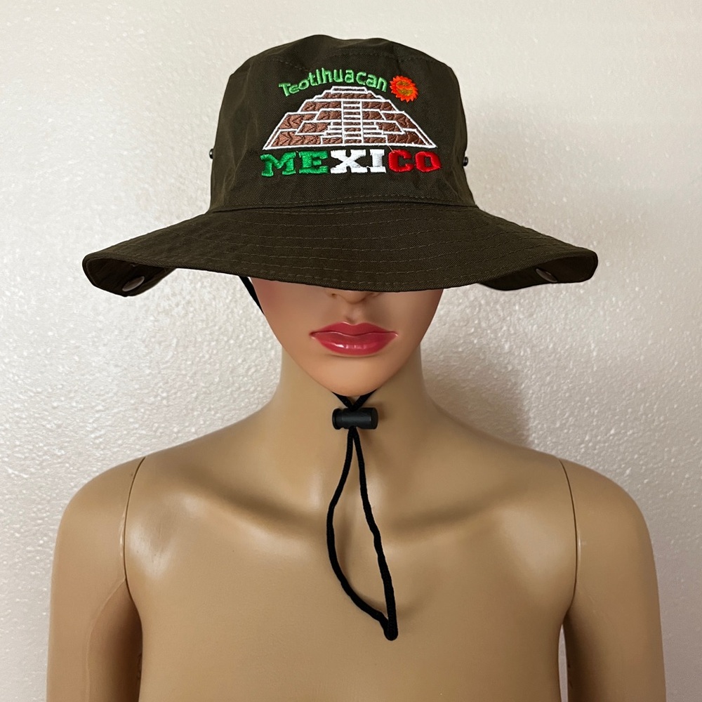 Teotihuacan Mexico Bucket Hat Olive Color - NWOT